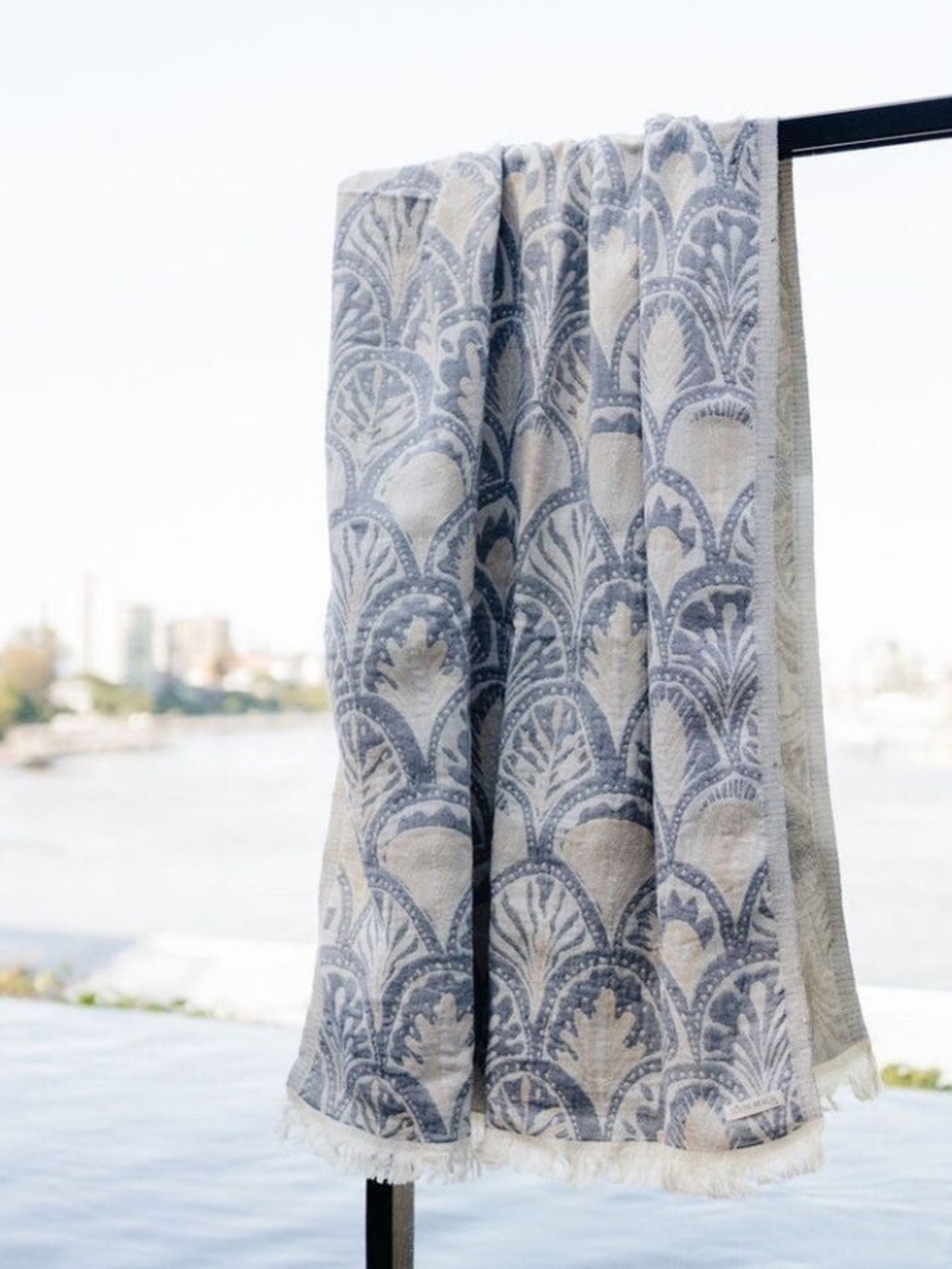 Succulents in Blue Woven Organic Cotton 2-in-1 Wrap Scarf Anthropologie Swim - Picture 14 of 15